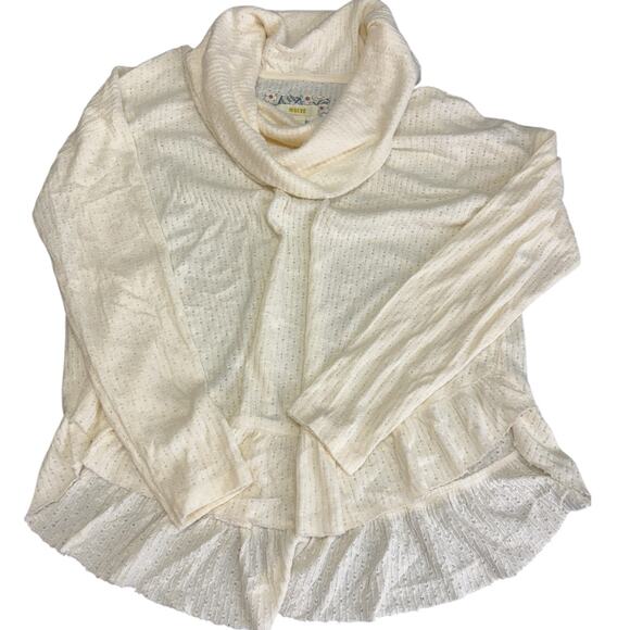 Maeve Addie Ruffled Hacci Pullover Cream Womens XS Cottagecore Shabby Chic Boho - Picture 9 of 12